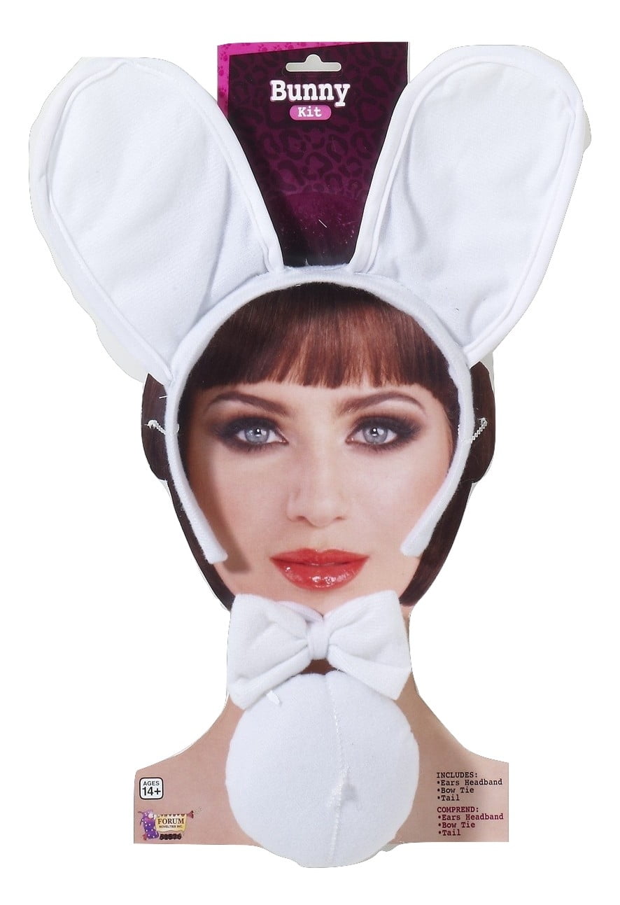 Ears Bow Tie Tail /& White Gloves Adult Easter Spring Bunny Rabbit Dress Up Kit