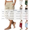 thumbnail image 5 of Sageysalite Plus Size Capri Pants for Women Cotton Linen Button Elastic Waist Side Slit Summer Beach Casual Pants with Pockets, 5 of 6