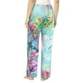 thumbnail image 3 of Disketp Dragonfly Floral Print Women'S Comfy Pajama Pants Casual Drawstring Palazzo Lounge Wide Leg Pants, 3 of 9