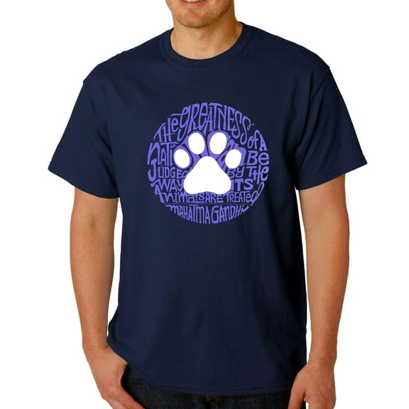 LA Pop Art Men's Word Art T-Shirt - Gandhi's Quote on Animal Treatment