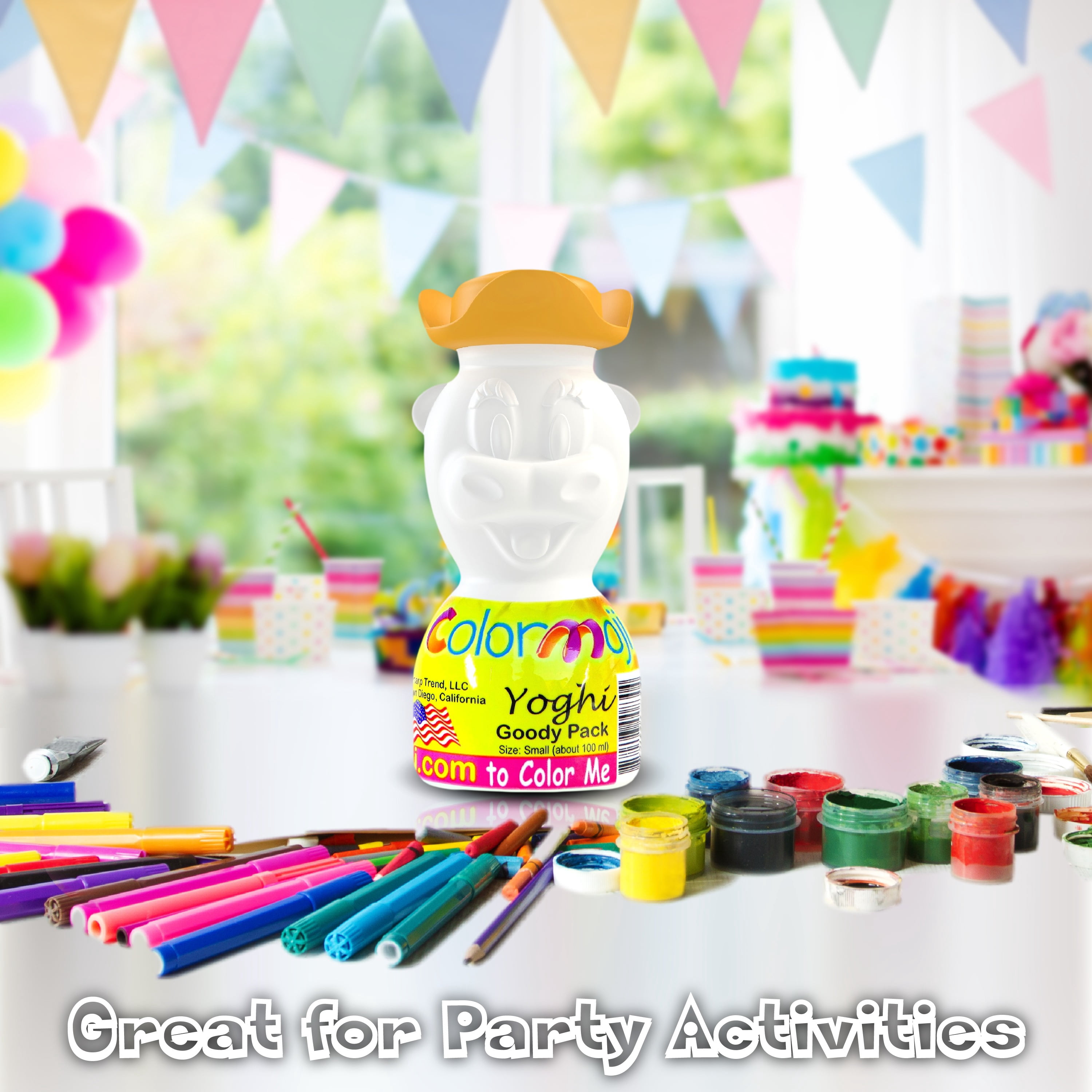 Colormoji Goody Pack – Birthday Party Favors For Kids Boxes– Goodies bag Candy and Snack Treat Filler – 16 pcs Yoghi Cow Pirate Hat Coloring Toy