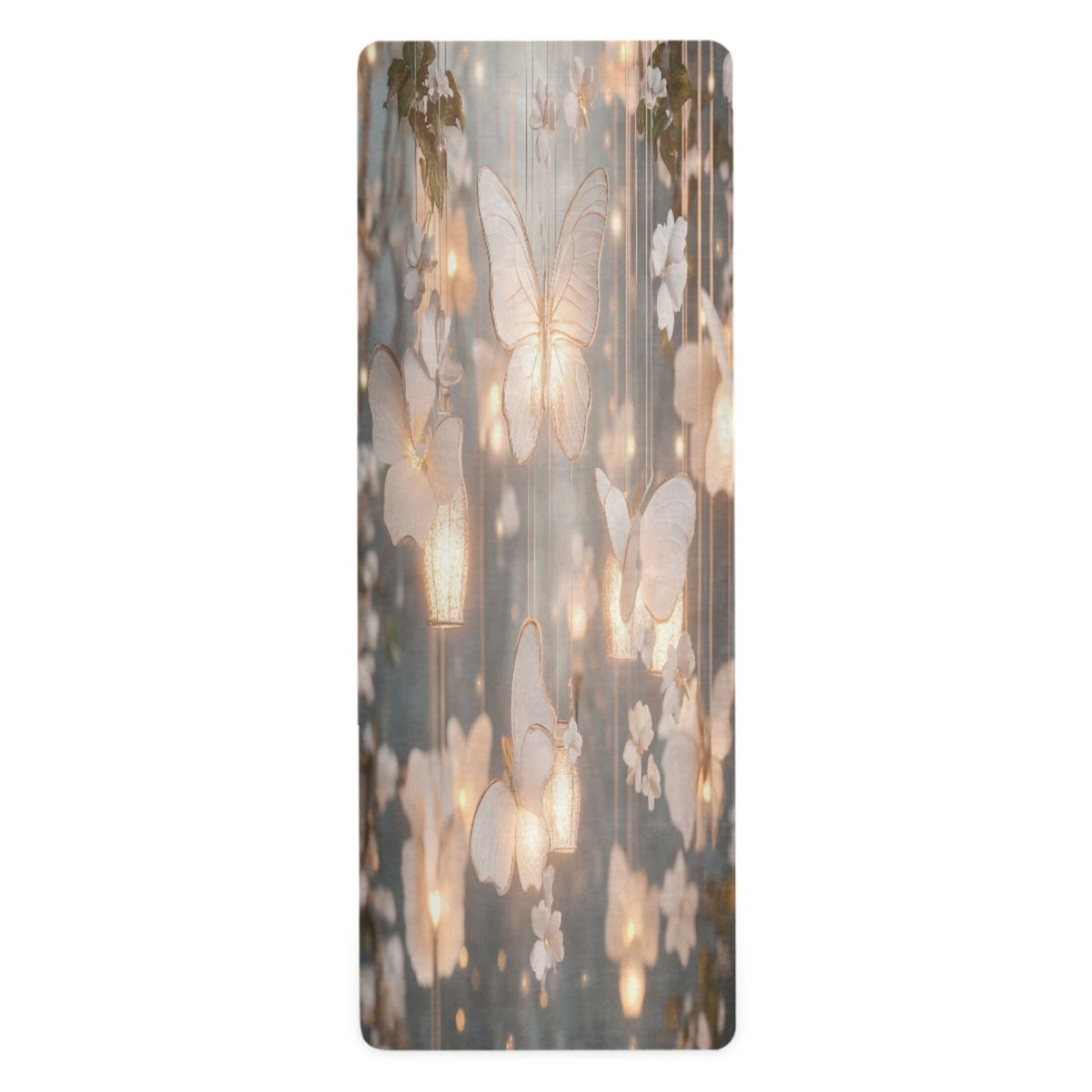 BZSMCE Yoga Mat Women Butterfly Lanterns Floral Decor Fitness Mat