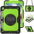 thumbnail image 1 of XYX For iPad 9th/8th/7th Generation 10.2 inch Case, 360 Rotating Shockproof Cover with Stand, Screen Protector, Shoulder Strap, Lime PC, 1 of 7