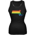 thumbnail image 1 of Massachusetts LGBT Lesbian Pride Rainbow Black Juniors Soft Tank Top - Small, 1 of 1