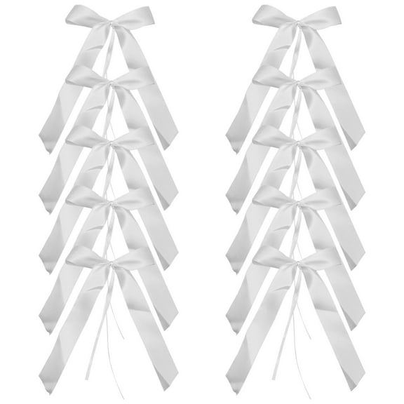 Clearance! White Satin Ribbon Bow Decoration For Wedding Car Decor Wrapping Paper 7.9*4.7*0.4 in A