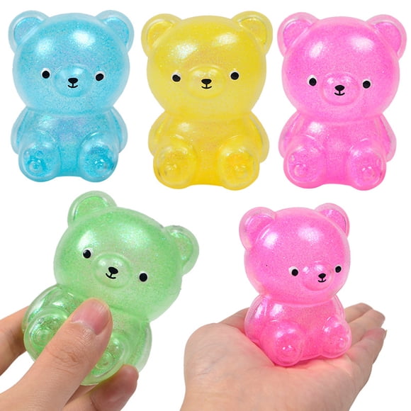1/4Pcs Cartoon Bear Squeeze Toy Slow Rebound Soft TPR Stress Anxiety Relief Portable Kids Teens Adults Colorful Animal Squishes Sensory Fidget Toy