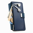 thumbnail image 4 of Detachable Magnetic Case Wallet For Samsung Galaxy S22 Ultra Compatible with MagSafe Wireless Charging Phone Cover Multi Card Slots Cash Coin Zipper Pocket RFID Blocking, Blue, 4 of 9