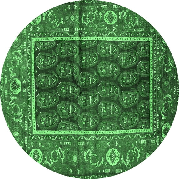 Ahgly Company Indoor Round Persian Emerald Green Traditional Area Rugs, 4' Round