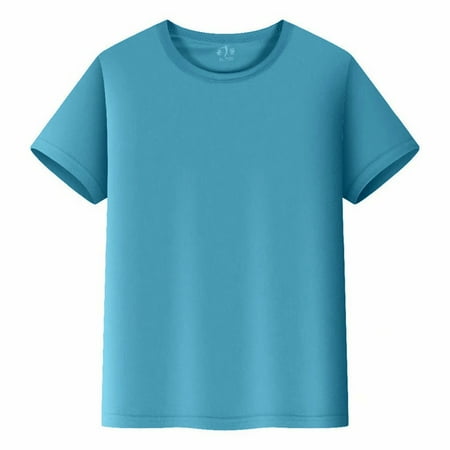 

Kids Tees Crewneck Cotton Solid T-Shirts Boys Girls Short Sleeve Toddler Comfort Soft T-Shirt Undershirt Tops A-Sky Blue 9-10 Years