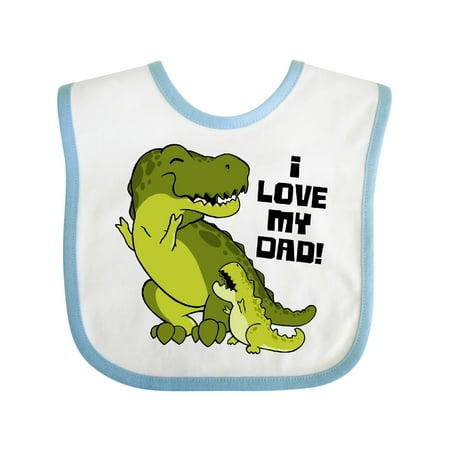

Inktastic I Love My Dad with Baby and Daddy Tyranasaurus Rex Gift Baby Boy or Baby Girl Bib