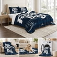thumbnail image 6 of Queen Quilt Set 90''x96'', Happy Father's Day Lightweight Summer Bedspread Coverlet Set with 2 Pillow Shams, Navy Blue Shabby Wooden Grain Breathable All Season Quilt Bedding for Bedroom/Guest Room, 6 of 9
