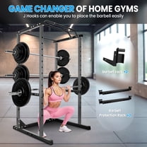 Power Cage Squat Rack, 1200 LBS Robust Capacity, 14 - Hole Black Adjustable Design, 14.0 SQ.FT Dedicated Home Gym Space