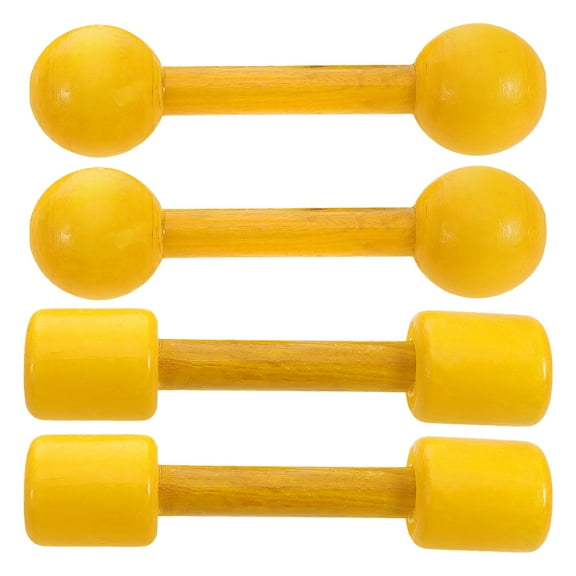 WRITWAA 4Pcs Kids Dumbbell Set Wooden Dumbells for Morning Exercises