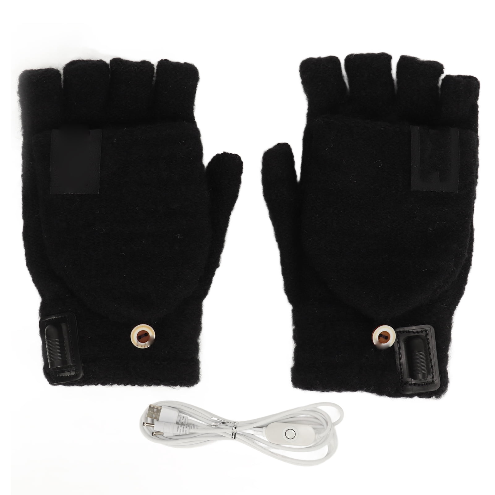 Gants Chauffants USB Demi-doigts | Chauffage Double Face Paume Et Dos | Laine Tricotée, Câble 1,7m | Couleur Vert - 7