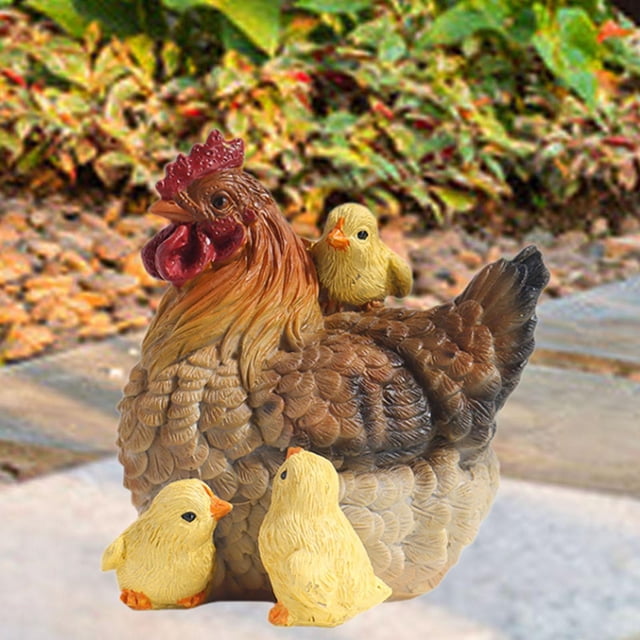 Estatua de pollo para jardín, adorno para césped, escultura de animal resistente a la intemperie, estatua para exteriores Gallina