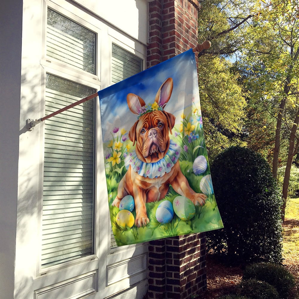 Dogue de Bordeaux Easter Egg Hunt House Flag 28 in x 40 in