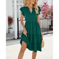 thumbnail image 2 of Women Dress V-Neck Short Sleeve T-Shirt Dress Ruffles Casual Swing Dress, 2 of 5