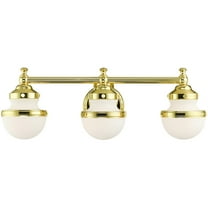 24 inch 3 Light Polished Brass Bathroom Vanity light fixture with White Glass Shade