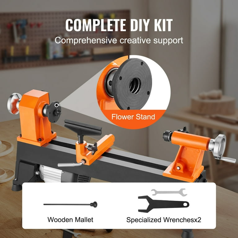 KFFKFF Woodworking Lathe for Tabletop Use, Size 10x18 inches