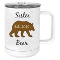 thumbnail image 1 of Sister Bear Est. 2020 Stainless Steel Vacuum Insulated 15 Oz Travel Coffee Mug with Slider Lid, White, 1 of 1