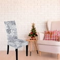 thumbnail image 3 of Set of 4 Christmas Dining Room Chair Covers Slipcovers Stretch Removable Washable Spandex Christmas Snowflake Grey Parson Chairs Slipcovers Seat Protector Decor for Ceremony Holiday (Grey, Set of 4), 3 of 7