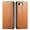 Brown, variant on Wallet Case for iPhone 16 E Leather Magnetic Flip, Card Slots, Wrist Strap Purple