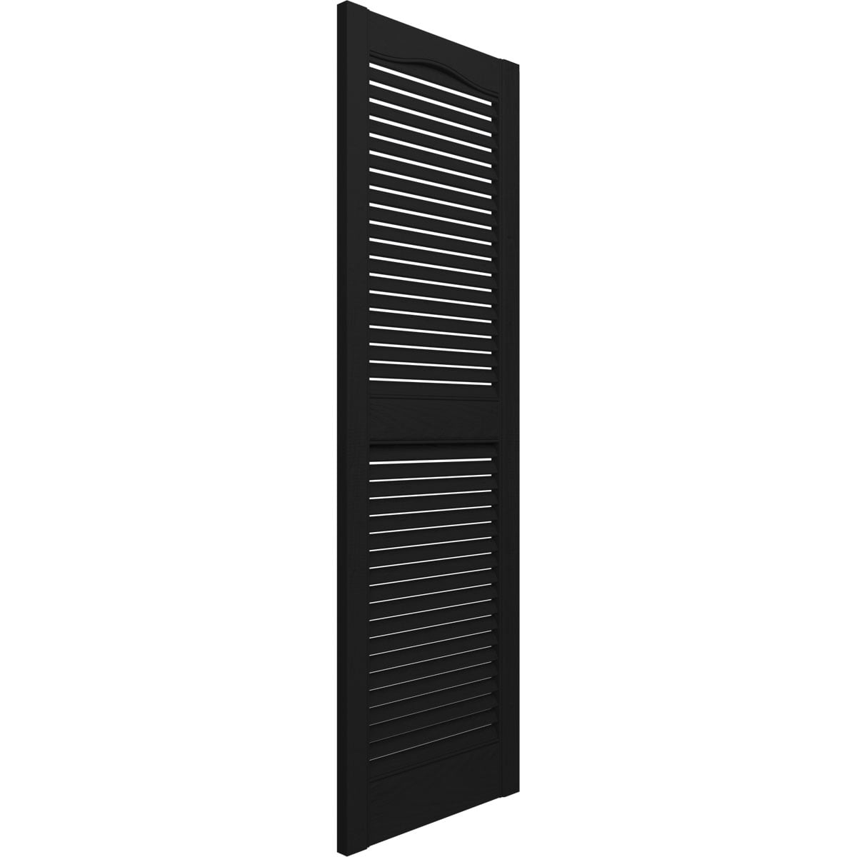 14.5 in. W x 64 in. H Builders Edge, Standard Cathedral Top Center Mullion, Open Louver Shutters, Includes Matching Installation Spikes, 002 - Black