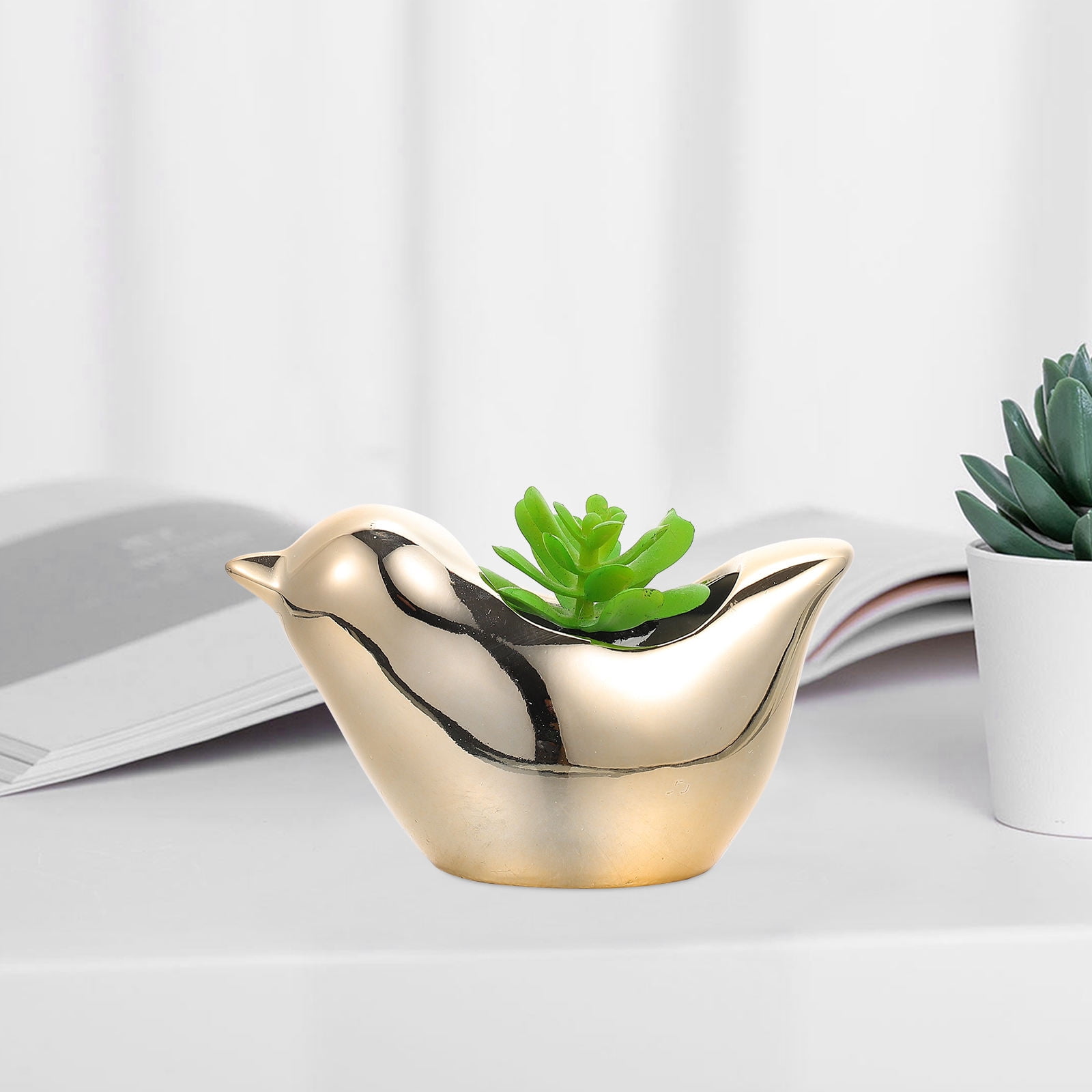 NUOLUX Pot Planter Cartoon Ceramic Flower Pot Golden 3Pcs