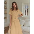 thumbnail image 5 of Jaimenalin Summer Skirt Set Women 2 Piece Outfits Short Sleeve Top Elastic Waist Maxi Dress Sets with Pockets Khaki XXL, 5 of 8