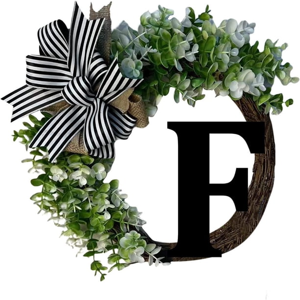 Guirnaldas de 26 letras, guirnalda decorativa para colgar en la puerta, decoración del hogar, letras con lazo, colgante de nudo, anillo de ratán, decoración de pared, decoración de ventana, colgante d