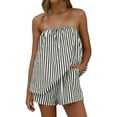 thumbnail image 4 of Arlun Women's 2 Piece Matching Sets Fashion Striped Sleeveless Strapless Tube Top and Loose Shorts Sets 2026 Summer Vacation Outfits Casual Loose Fit Stylish Y2k Going out Set 1-Black L, 4 of 7