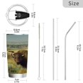 thumbnail image 3 of 20oz Stainless Steel Tumbler with Straw, Double Wall Insulated Travel Tumbler Buffalo Herd Oil Painting, 3 of 7
