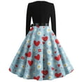 thumbnail image 3 of Fgvctg Valentine's Day Date Night Dresses for Women Dinner Vintage Cocktail Dress 1950s Cute Heart Graphic Crewneck Dresses Oversized Romantic Long Sleeve Clothing Pretty Outfit Sky Blue M, 3 of 3