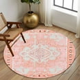 thumbnail image 3 of Round Rugs 6 Ft, Pink Boho Non Slip Area Rugs for Kitchen Bedroom Entryway, Vintage Abstract Tribal Decorative Oriental Washable Carpet Runner Rug Floor Mats for Bedroom Home Decor, 3 of 9