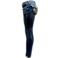 thumbnail image 3 of LA Idol Women's Rhinestone Mid Rise Skinny Blue Denim Jeans Pants ( La Idol Blue Skinny 3749nr ), 3 of 6