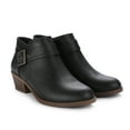thumbnail image 2 of Pennysue Women Low Chunky Stacked Heel Boots Black Pu Side Zipper Ankle Booties 8M, 2 of 7