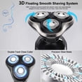 thumbnail image 3 of Máquina de afeitar eléctrica para hombre para hombres afeitadoras eléctricas recargables de afeitar, inalámbricas, IPX7, resistente al agua, seco mojado, 3 en 1, afeitadoras rotatorias para barba, nar, 3 of 5