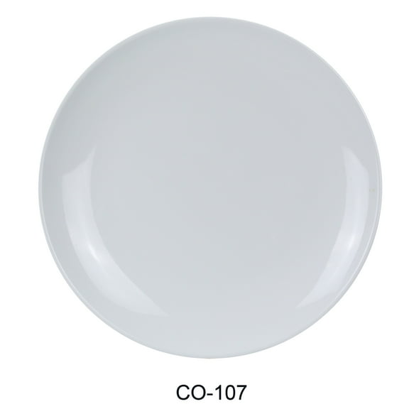 Yanco CO-107 7 in. Coupe Pattern Round Plate - Melamine, White - Pack of 48
