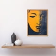 thumbnail image 2 of Gandhara Buddha Face in Indigo Blue and Amber Abstract Minimalist Risograph Artwork Art Print Framed Poster Wall Decor 12x16 inch, 2 of 5
