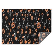 Halloween Skeletons and Pumpkins Rectangle Tablecloth 60"x84",Waterproof Polyester Rectangle Table Cloth, Wipeable Spillproof Polyester Tablecloth for Dining, Camping, Indoor and Outdoor