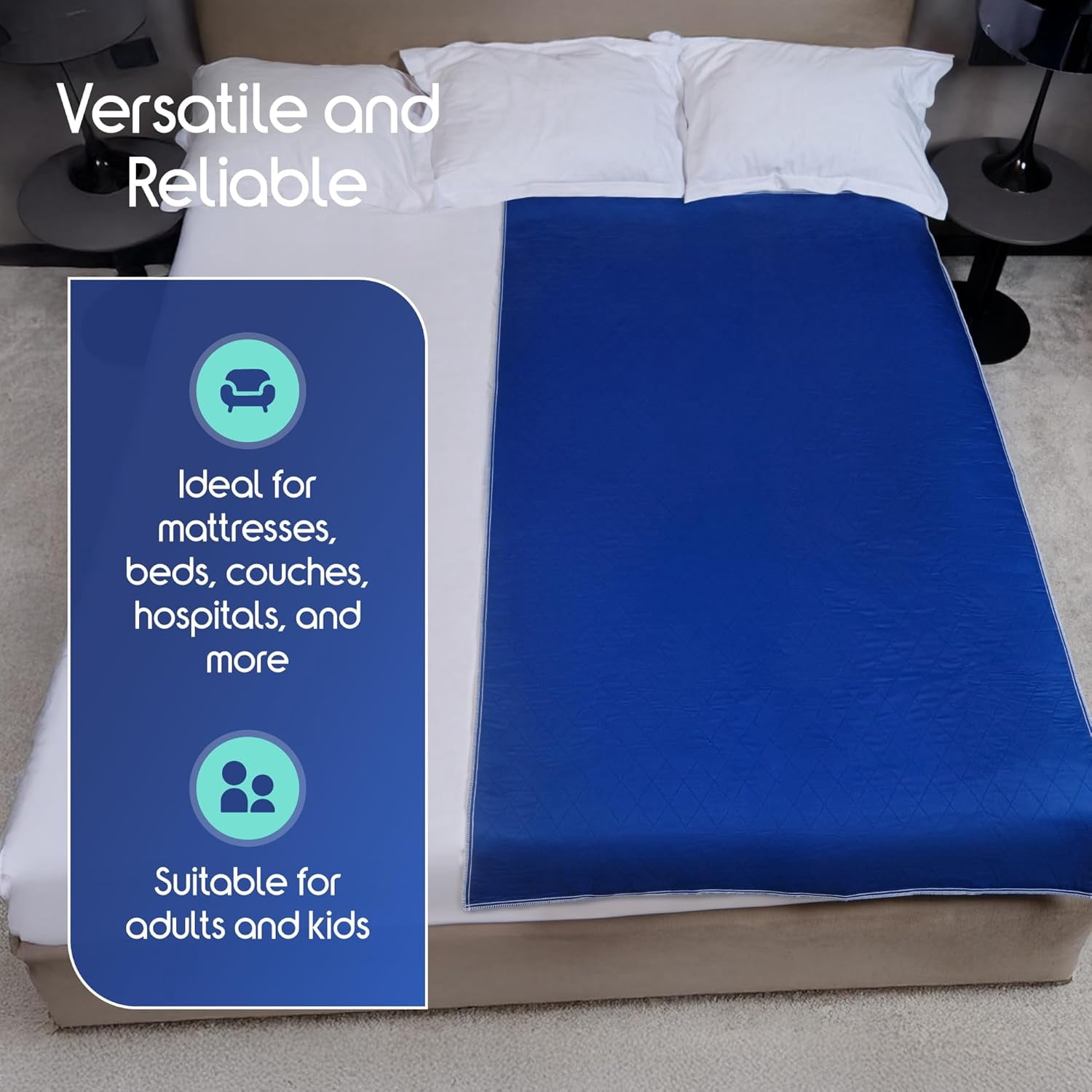 Inspire Waterproof Mattress Pad, Dark Colored to Hide Stains, Oversized 34"x 72" – Quilted, Bed Pad for Incontinence Washable