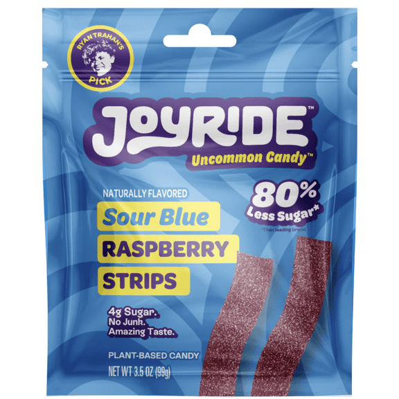 1X JOYRIDE joyride sour blue raspberry strips IN HAND SHIPS FAST 3.5 OZ CANDY