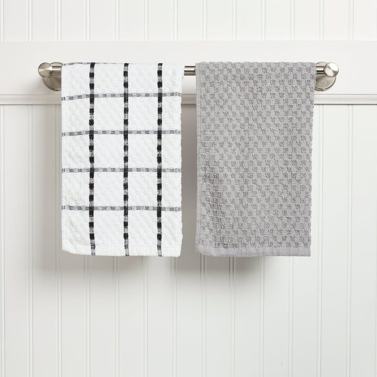 Cotton Kitchen Hand Towel 24 x 15 Grey & Natural