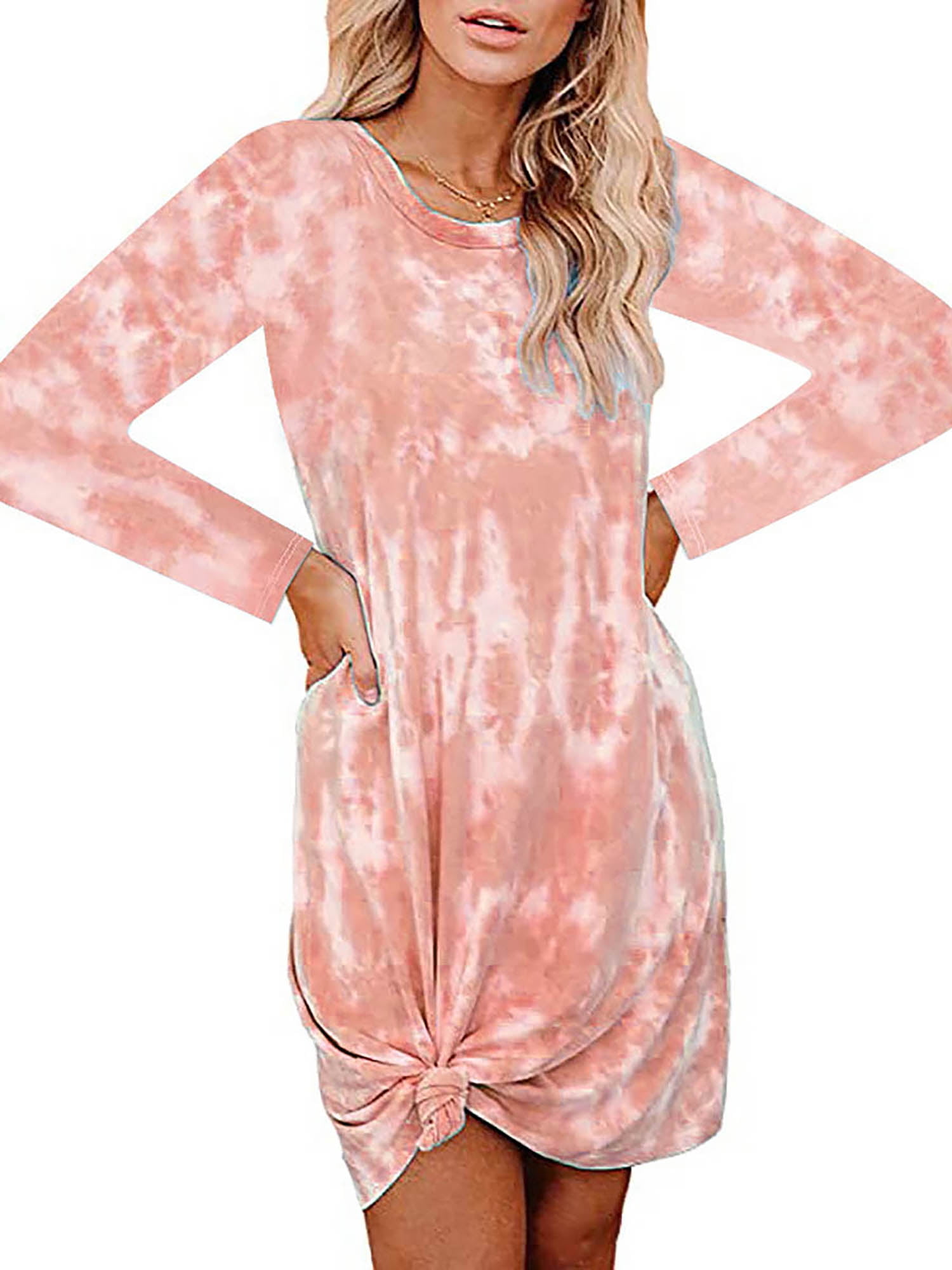 round neck ruffled hem printed maxi dress