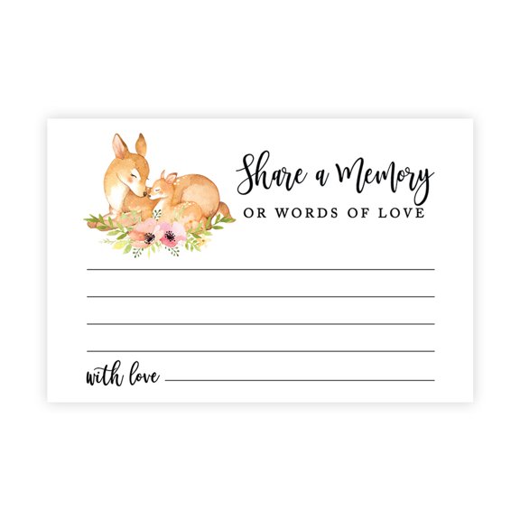 Koyal Wholesale Share a Memory Cards, Woodland Deers Cards for Baby Shower, Guestbook Alternative, 4" x 6", 52-Pk