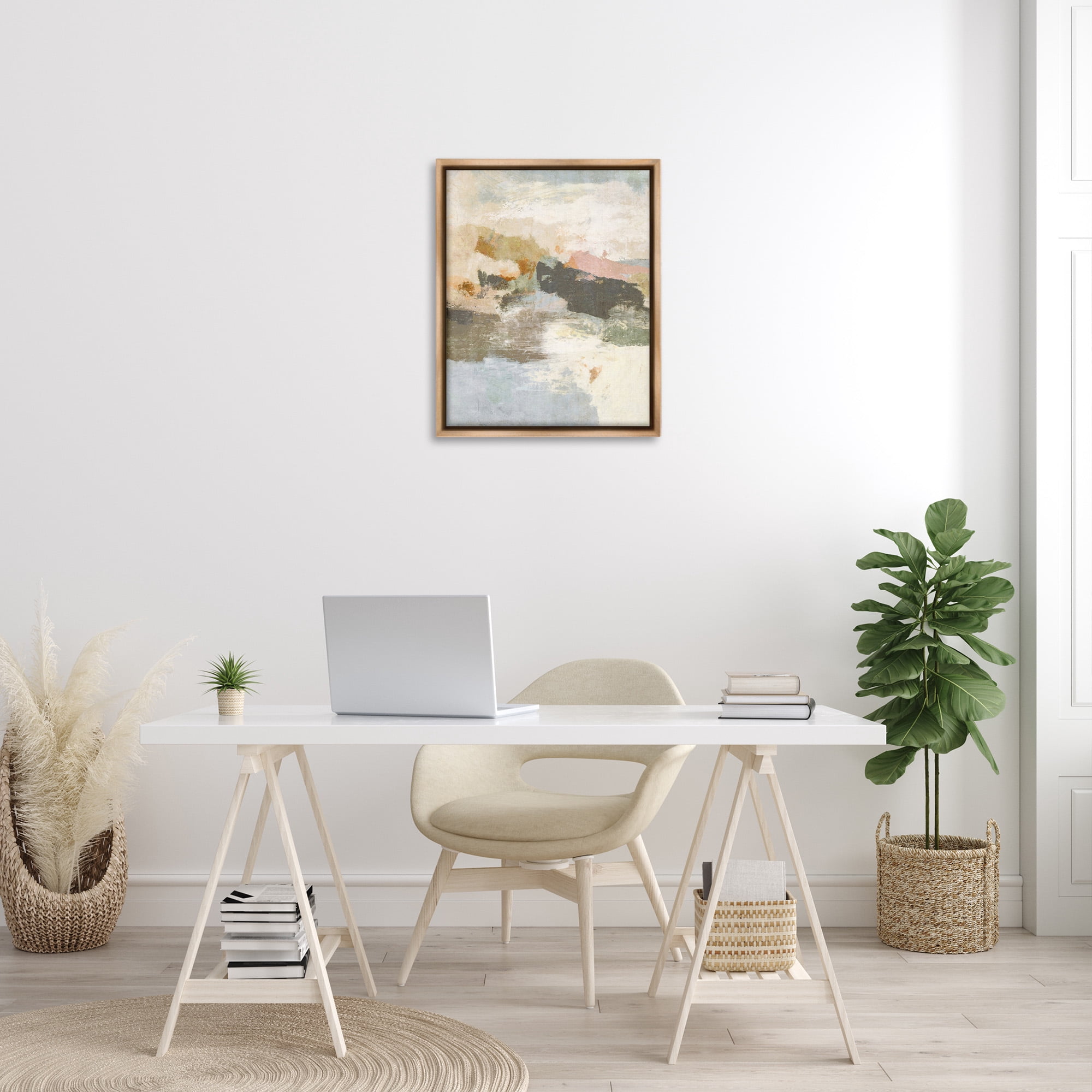 Stupell Industries Abstract Rustic Painting Abstract Painting Brown Floater Framed Canvas Art Print Wall Art, 25 x 31
