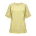 thumbnail image 3 of Cotton Oversized Tshirts Womens Short Sleeve Loose Crewneck High Low Hem Tops Summer Workout Gym Tees (M, Yellow), 3 of 6