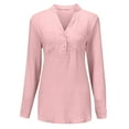 thumbnail image 4 of Scyoekwg Womens Long Sleeve Shirts Fall Going Out Tops Pullover V Neck Tunic Tops Classic Solid Color Casual Loose Fit Blouses Comfy Lightweight 2025 Fashion Autumn Pink L, 4 of 7