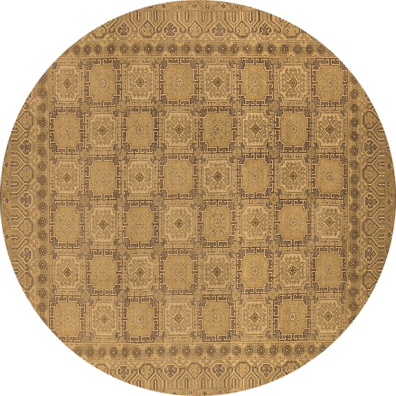 Ahgly Company Indoor Round Oriental Brown Industrial Area Rugs, 3' Round