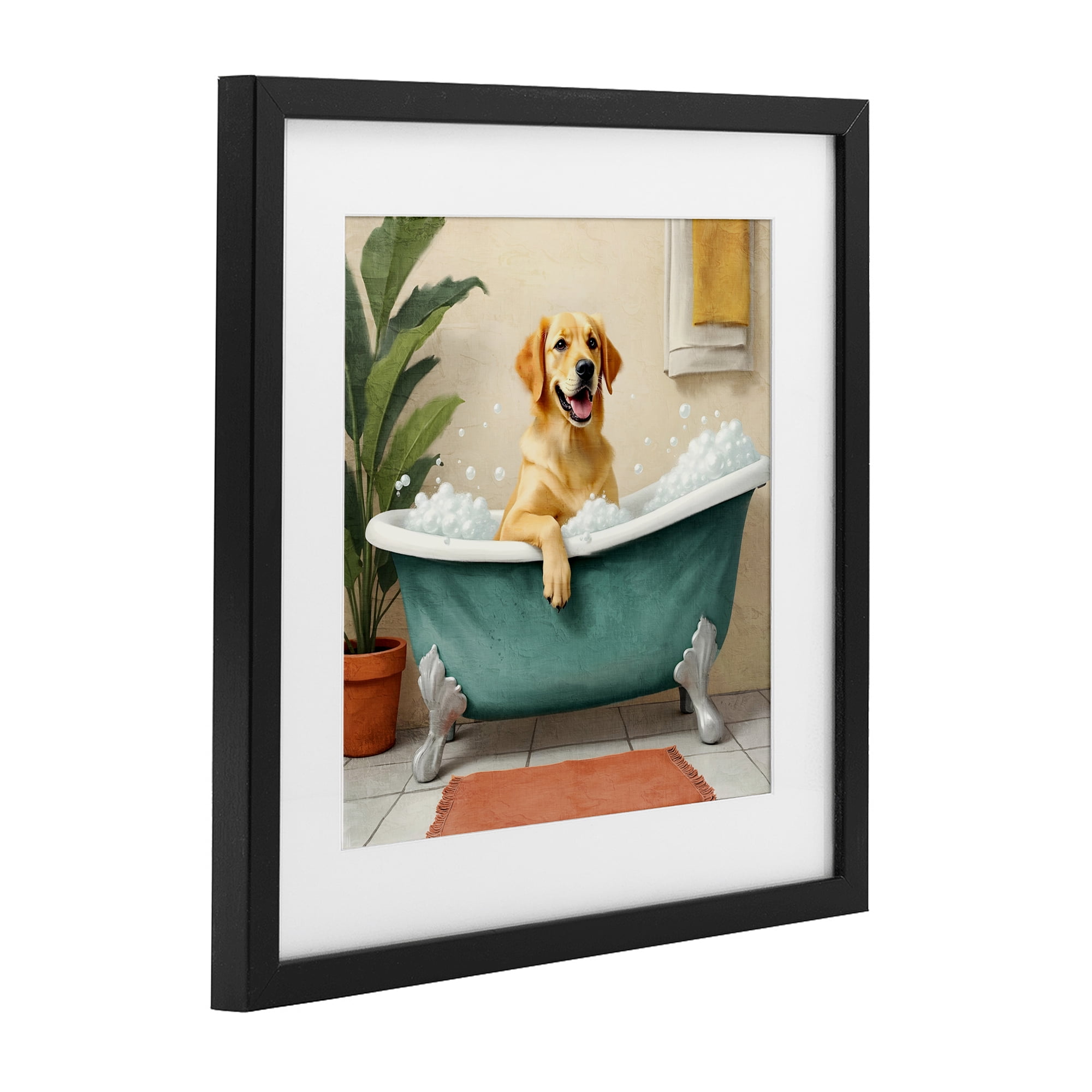 Stupell Industries Bubble Bath Labrador Dog Black Framed Print Under Glass, design by Kim Allen